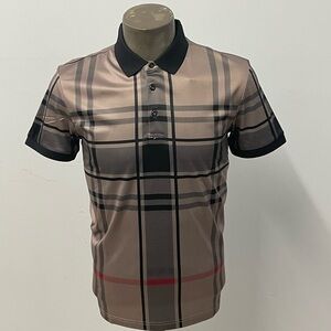 Barocco polo shirt brown plaid modern fit